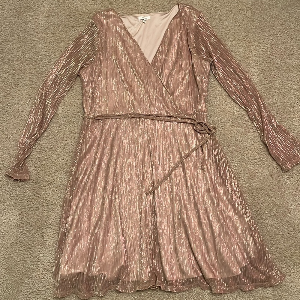 Elegant Metallic Wrap Dress